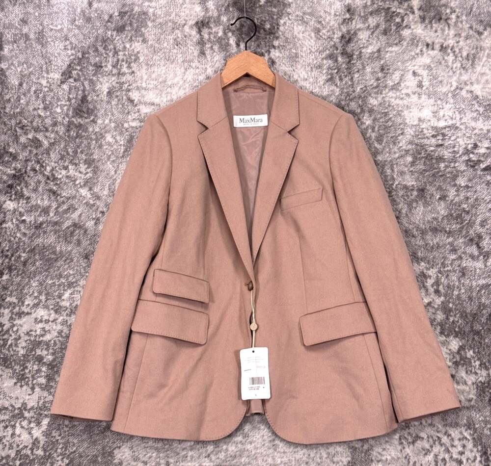 New Max Mara Jacket US 14 Womens Angora Rabbit Hair Wool Blazer Nude